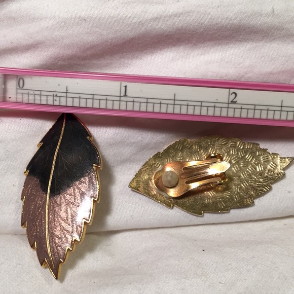 purple and black enamel earrings - Picture 3 of 3